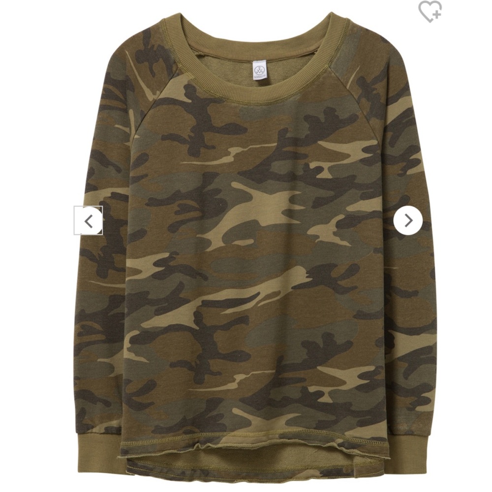 Alternative Apparel Lazy Day Green Camo Pullover Sweatshirt M - Picture 1 of 14